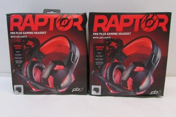 Raptor Pro Plus Gaming Head Phones Lot Of 2