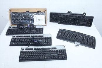 7 Pre-Owned Computer Keyboards HP, Dell & Logitech 6-Corded & 1- Wireless