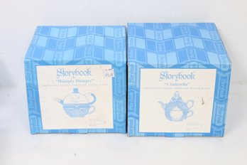 Department 56 Storybook Cinderella & Humpty Dumpty Teapots - New Old Stock