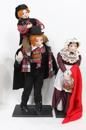Department 56 Charles Dickens Christmas Mr Mrs Cratchit & Tiny Tim Large Dolls - New Old Stock