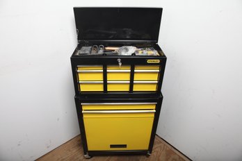 Pre-owned Stanley Rolling Tool Box With Contents W/removable Locking Top Box ~ Has 2 Keys!!