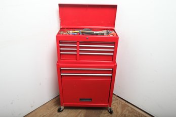 Pre-owned Vintage Rolling Tool Box With Contents