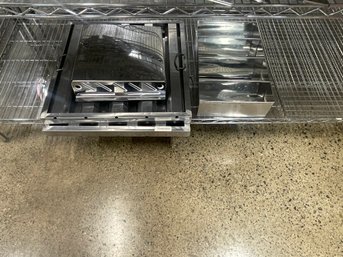 Shelf Of Stainless Steel Items Includes Vents, Knife Holder, Condiment Tray And More