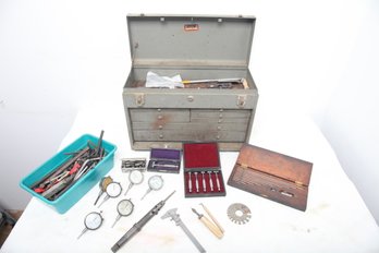 Vintage Machinist Toolbox W/contents