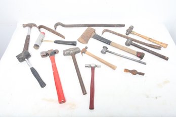Large Lot Of Pre-owned Hammers & Pry Bars