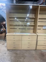 Huge 2 Piece Knife Display Case With Glass Doors, Magnet & 6 Drawers
