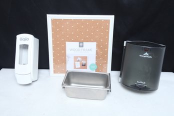 Misc. Commercial/Office Gojo Soap & Georgia Pacific Paper Towel Dispenser, Bulletin Board & Steel Container