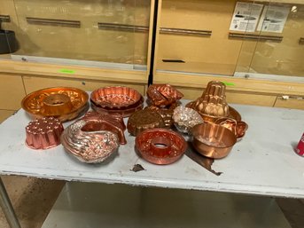 Large Group Of Copper Jello Molds