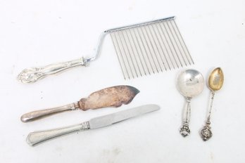 Group Of Sterling Silver Handles & 2 Spoons 800 Silver