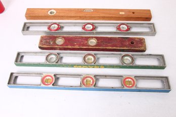 Group Of 5 Carpenter Levels Including Proto, Tall Tennessee'an By Mayes