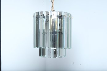 Brass Finish Chandelier W/Rectangular Glass Prisms