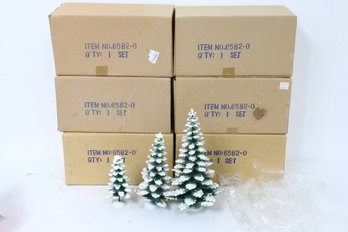 Department 56 Group Of 6 Boxes Each Containing 3 Frosted Snow Covered Pine Trees 6582-0  New Old Stock