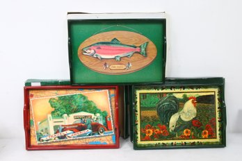 Department 56 Travel America Group Of 3 Wooden Trays