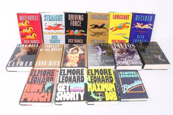 Group Of Hardcover Books 1st Editions From Dick Francis, Anne Rice, Elmore Leonard - Never Read