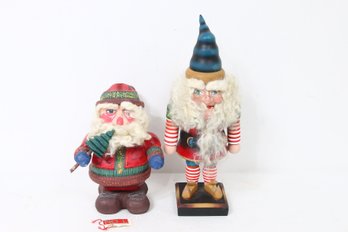 Department 56 Pair Of Wooden Santa Nutcrackers