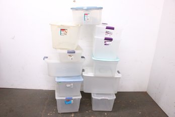 Group Of Various Storage Bins Totes With Lids