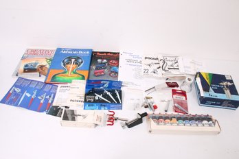 Group Of Airbrush Reference Books Manuals Paasche Parts, Touch-up Gun And More