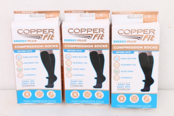 3 Pairs Of Copper Fit Compression Socks Size S/M - NEW