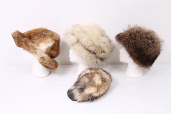 Group Of 4 Vintage Women's Fur Hats - By Vincent  Bill & Others