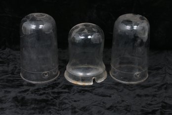 Group Of 3 Antique Glass Electric Meters Covers Domes