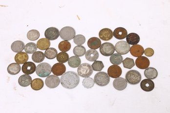 Group Of Vintage Chinese Japanese And Arabic Coins