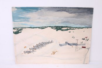 Unique Vintage 1960 Painting Of The US Air Force Base ARS Lincoln Nebraska - Signed By MSGT Powers