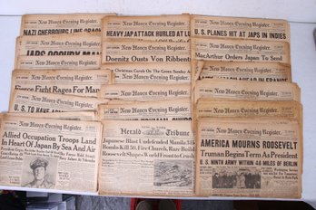 Group Of WWII 1940's Newspapers - New Haven Evening Register