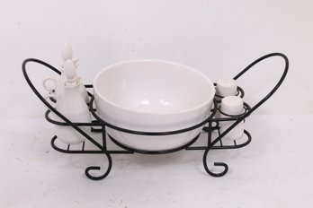 EH Tindex Wrought Iron Dinner Center Piece Including Bowl With Oil Bottles, S&P Shakers