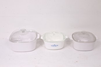 Group Of 3 PYREX Casserole Dishes With Lids