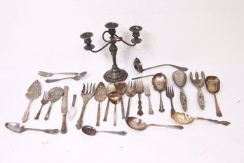 Group Of Silverplate Silverware Serving Pieces - A Few Are Antique