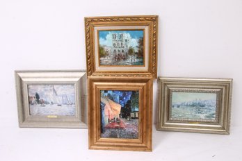 Group Of 3 Framed Wall Prints With 1 Framed Signed Oil On Canvas