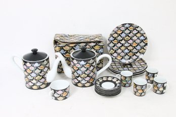Department 56 Group Of ' Tea Leaves ' Plates, Coffee Pots, Espresso Cups & More
