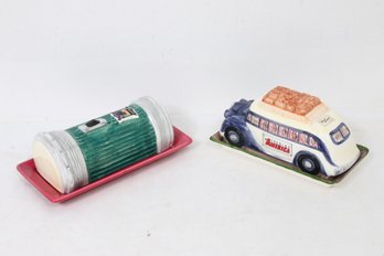 Department 56 Travel America Pair Of Butter Dish - Flashlight & Touring Bas