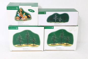 Department 56 Village Wiener Roast And Village Trees Accessories - New Old Stock