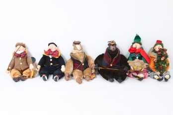 Department 56 Group Of 6 Dolls Shelf Sitters - Bears, Elfs