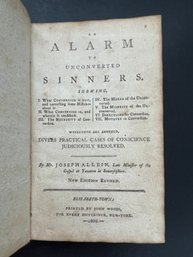 Elizabeth-Town , N.J., Imprint 1802, : An Alarm To Unconverted Sinners , Full Leather