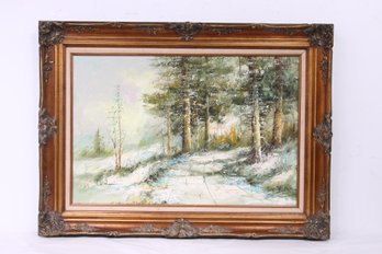 Vintage Landscape Oil On Canvas Painting - Signed By KHAN ?