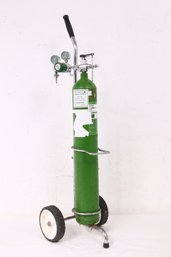 Medical Oxygen Tank Size E With Cart - ALMOST FULL