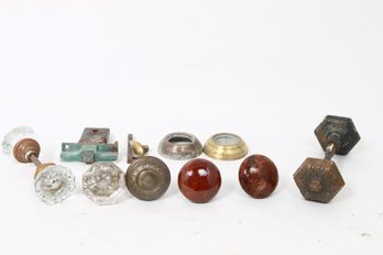Group Of Antique Door Knobs And Hardware