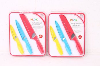 Pair Of KLOK Multicolored Cutlery Set (4 Pieces Each Set) - NEW