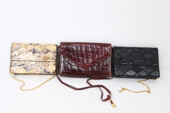 Group Of 3 Ladies Bags - Two Are Snakeskin Made In Spain