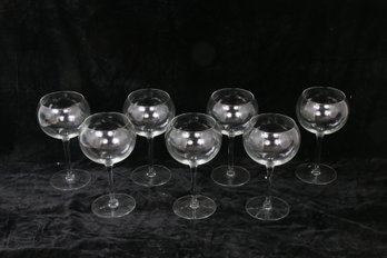Group Of 7 Crystal Baloon Shape Wine Stemware