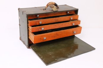 Antique Machinist Toolmaker Toolbox With Content