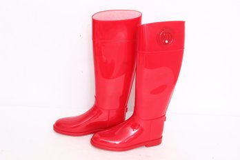ARMANI JEANS RED RAIN BOOTS - NEW WITHOUT TAGS 9.5' SOLE