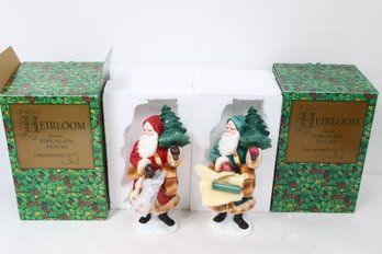 Department 56 HEIRLOOM Pair Of Santa Porcelain Figure - New In Box