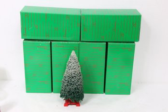 Department 56 Group Of 6 Frosted Cone Tree With Stand - New Old Stock