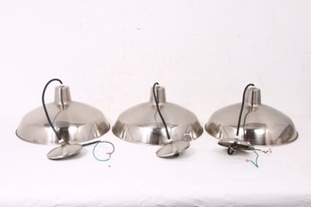 Group Of 3 Stainless Steel Kitchen Island Hanging Lights