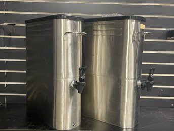 Pair Of Winco SSBD-5 5 Gallon Stainless Steel Iced Tea Dispensers