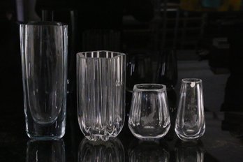 Group Of 4 Designers Glass Vases - Orrefors, Kosta Boda & More - All Signed At The Bottom