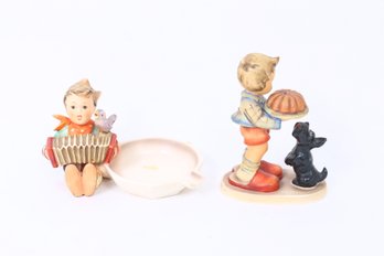 Pair Of HUMMEL Figurines - Let's Sing Ashtray, Begging His Share